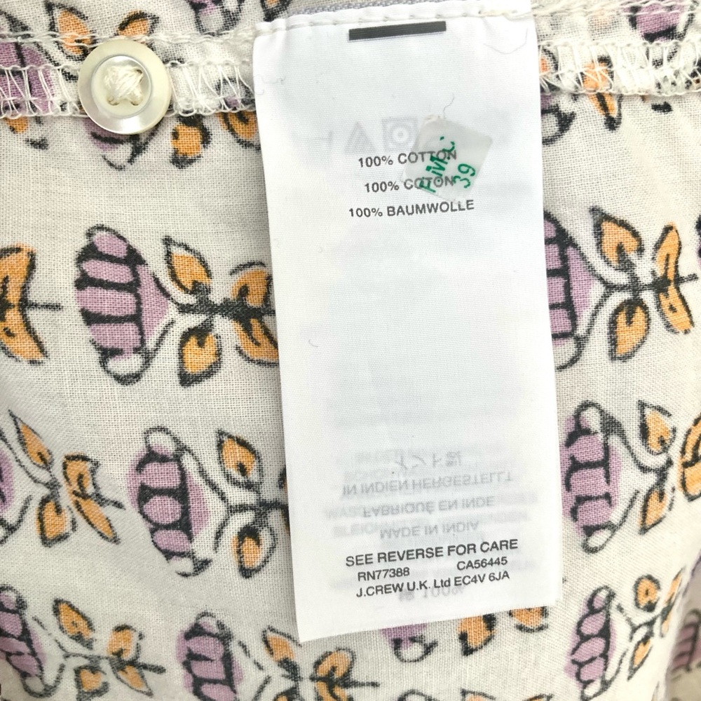 J Crew Gathered Popover Cotton Shirt in Block Print Floral Size 6 - Picture 12 of 12
